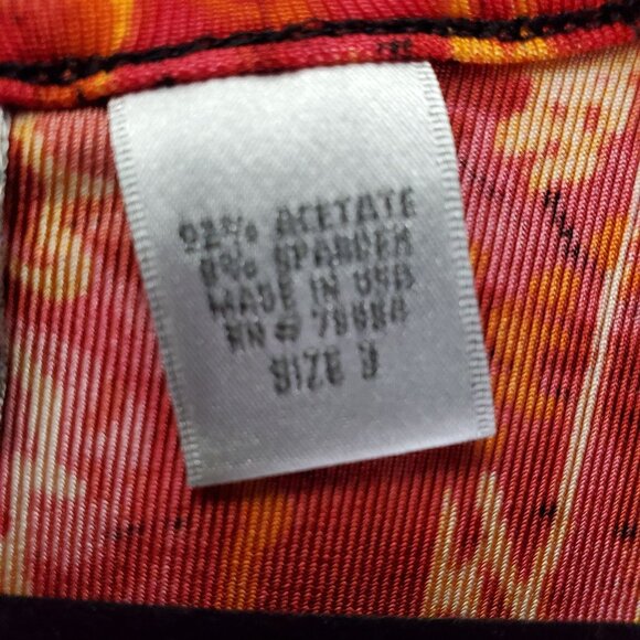 Chicos Travelers Womens Size 2 Us 12 Red Sleeveless Tank Top Abstract Print - Picture 3 of 9